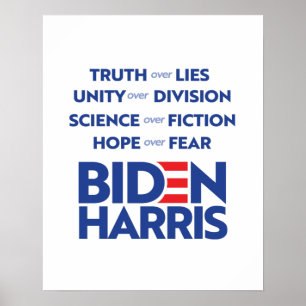 Poster Biden Harris - Truth Unity Science Hope