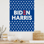 Poster Biden / Harris White Stars Motif Blue (Cuisine)
