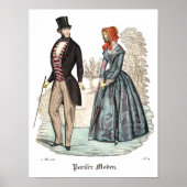 Poster Biedermeier Couple dans le jardin Plaque de mode V (Devant)