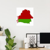 Poster Biélorussie - Carte du drapeau taille réelle (Bureau à domicile)