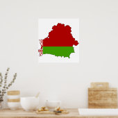 Poster Biélorussie - Carte du drapeau taille réelle (Cuisine)