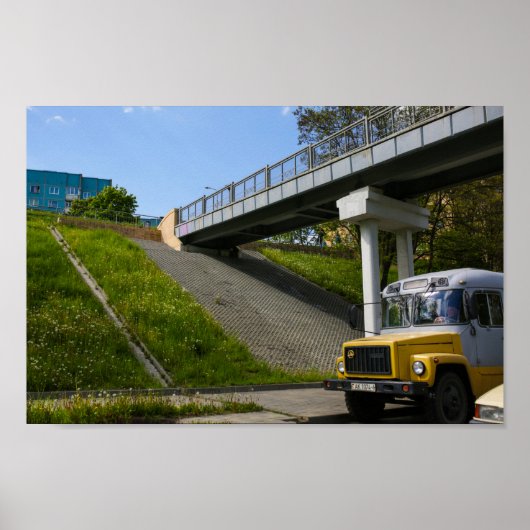 Poster Biélorussie Grodno vieux bus rétro soviétique (Devant)