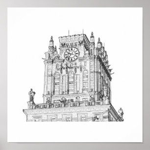 Poster Biélorussie Minsk City Gates Architecture Sketch