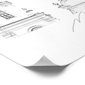 Poster Biélorussie Minsk Stylisé Architecture Sketch Post (Coin)