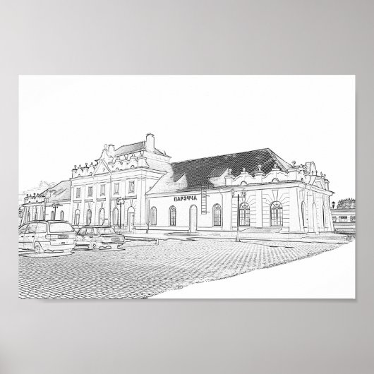 Poster Biélorussie Porechye Parecca Architecture Station (Devant)