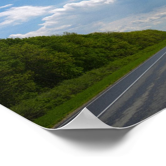 Poster Biélorussie Route Canola Fields Ciel (Coin)