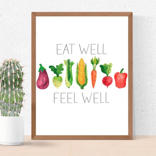 Poster Bien Manger Sentez Bien Aquarelle Légumes bio