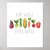 Poster Bien Manger Sentez Bien Aquarelle Légumes bio (Devant)