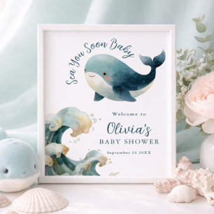 Poster Bientôt baleine Sea You Soon Imprimable sur fond b