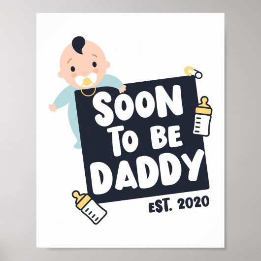 Poster Bientôt Être Papa 2020 Papa Être Faire-part Bébé (Devant)