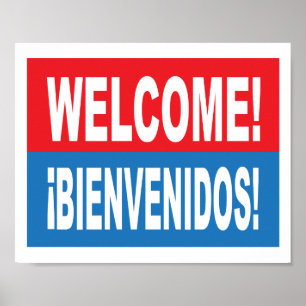 Poster Bienvenidos Symbole anglais et espagnol