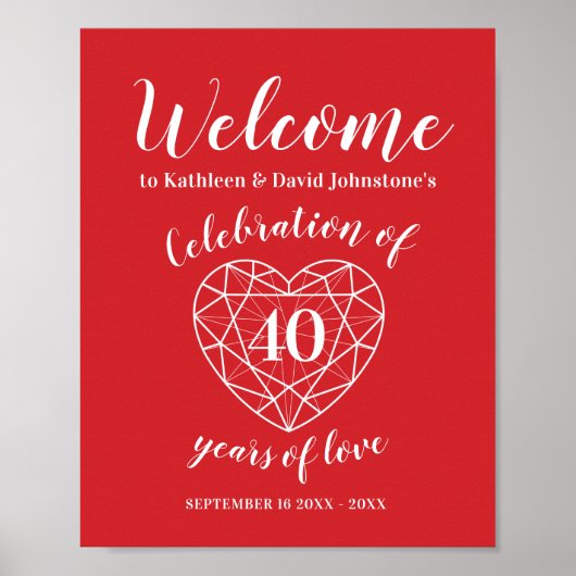 Poster Bienvenue 40e anniversaire de rubis coeur personna (Devant)
