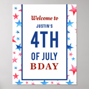 Poster Bienvenue 4 juillet Anniversaire Patriotique Rouge
