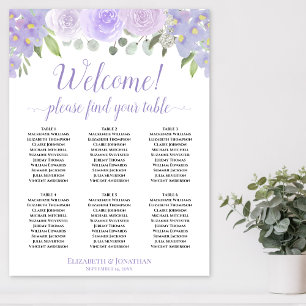 Poster Bienvenue ! 6 Table Roses Lavande Boho Plan de Tab