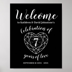 Poster Bienvenue 7 ans d'amour 7e anniversaire coeur
