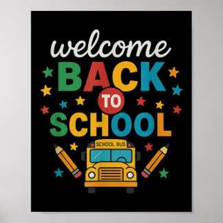 Poster Bienvenue à bord du bus scolaire 1er jour d'école