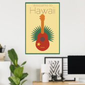 Poster Bienvenue À Hawaii Ukulele Retro (Bureau à domicile)