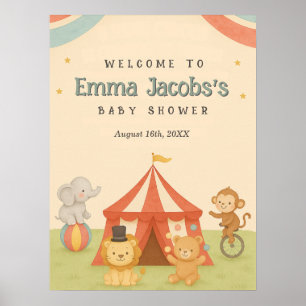 Poster Bienvenue à la Baby Shower 3 Anneaux de Cirque 