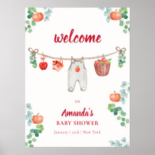 Poster Bienvenue à la Baby Shower Apple Garden Clotheslin