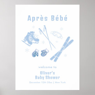 Poster Bienvenue à la Baby Shower Après Bébé Ski de l'Hiv