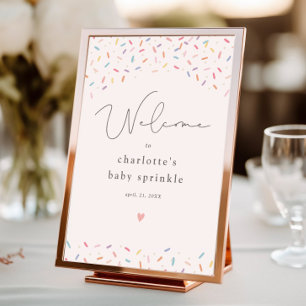 Poster Bienvenue à la Baby Shower aux jolies paillettes a