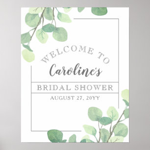 Poster Bienvenue à la Baby Shower avec de la verdure de E