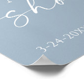 Poster Bienvenue à la baby shower avec des fleurs blanche (Coin)