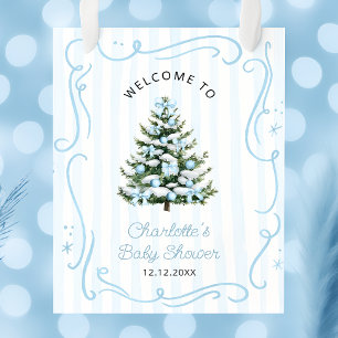 Poster Bienvenue à la Baby Shower avec un Arbre de Noël d