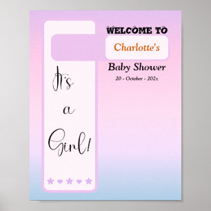 Poster Bienvenue à la Baby Shower avec un dégradé de viol