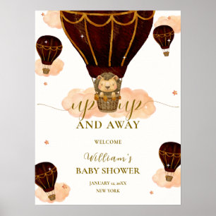 Poster Bienvenue à la Baby Shower avec un joli garçon lio