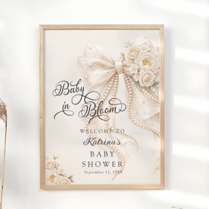 Poster Bienvenue à la Baby Shower Baby in Bloom Élégant R
