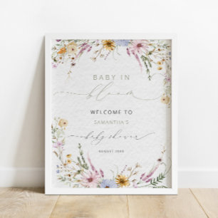 Poster Bienvenue à la Baby Shower Baby in Bloom Wildflowe