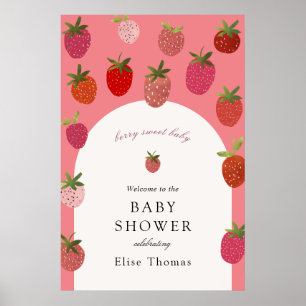 Poster Bienvenue à la Baby Shower Baie Sucrée Fraise