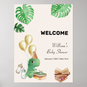 Poster Bienvenue à la Baby Shower Ballon Bébé Livre de Co