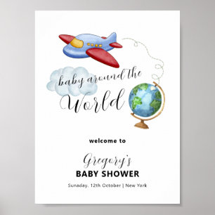Poster Bienvenue à la Baby Shower «Bébé autour du monde e