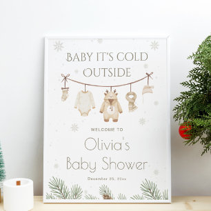 Poster Bienvenue à la Baby Shower Bébé fait froid dehors