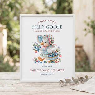 Poster Bienvenue à la Baby Shower Berry Sweet Silly Goose