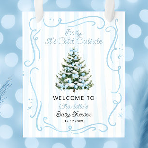 Poster Bienvenue à la Baby Shower Bleue 'Baby It's Cold O