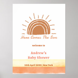 Poster Bienvenue à la Baby Shower Boho Desert Voici le Fi