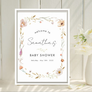 Poster Bienvenue à la Baby Shower Boho Fleur