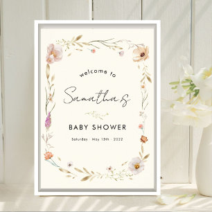 Poster Bienvenue à la Baby Shower Boho Flower