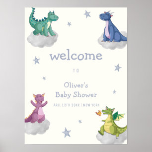Poster Bienvenue à la Baby Shower Bôho Magique Ciel Étoil