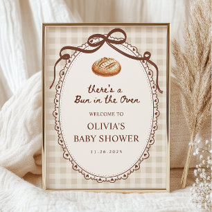 Poster Bienvenue à la Baby Shower Boulangerie Bun in the