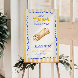 Poster Bienvenue à la Baby Shower Cannoli Jaune Bleu Ital