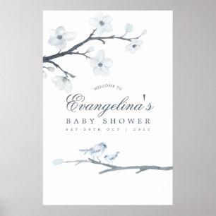 Poster Bienvenue à la Baby Shower Cerisiers en Fleurs