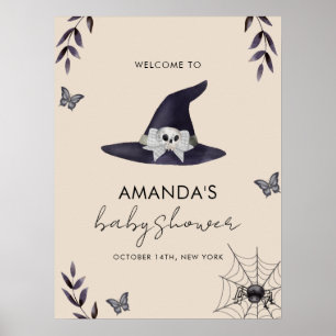 Poster Bienvenue à la Baby Shower Chapeau de Sorcière Pet