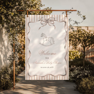 Poster Bienvenue à la Baby Shower Cheval à Bascule Neutre
