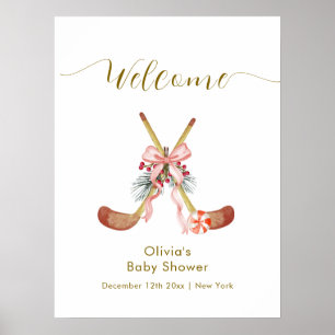 Poster Bienvenue à la Baby Shower Cute All Stars Bow Hock