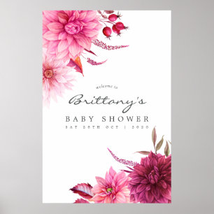Poster Bienvenue à la baby shower d'automne Burgundy et B