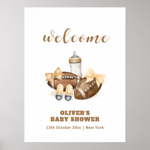 Poster Bienvenue à la Baby Shower de Football Touchdown N